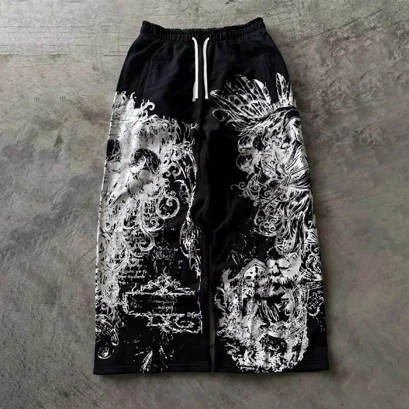 Pantalon décontracté rétro Y2K été 2026, style gothique, imprimé direct, coupe oversize, streetwear 