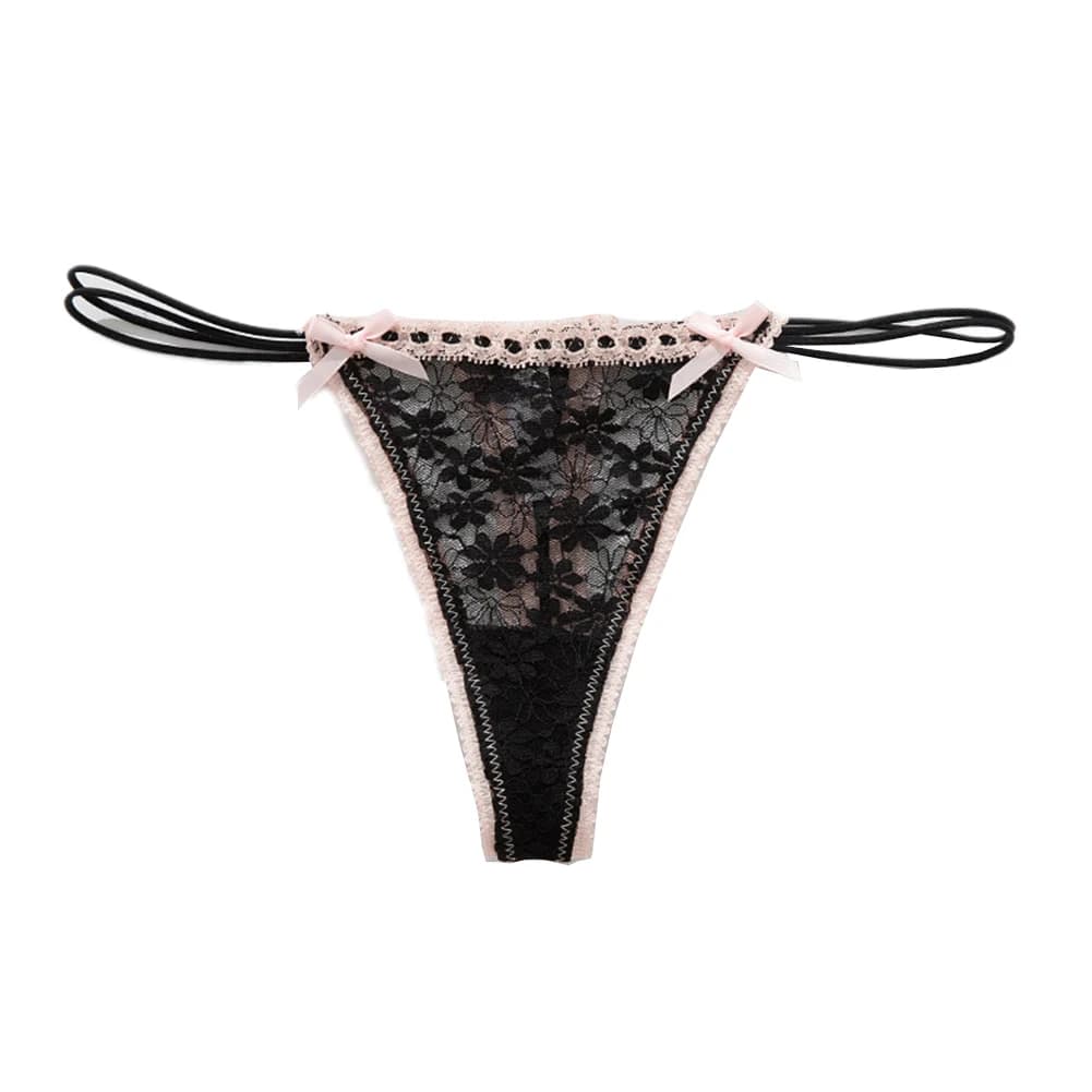Culotte taille basse en dentelle pour femmes, avec nœud, élasticité moyenne, sans couture, respirant