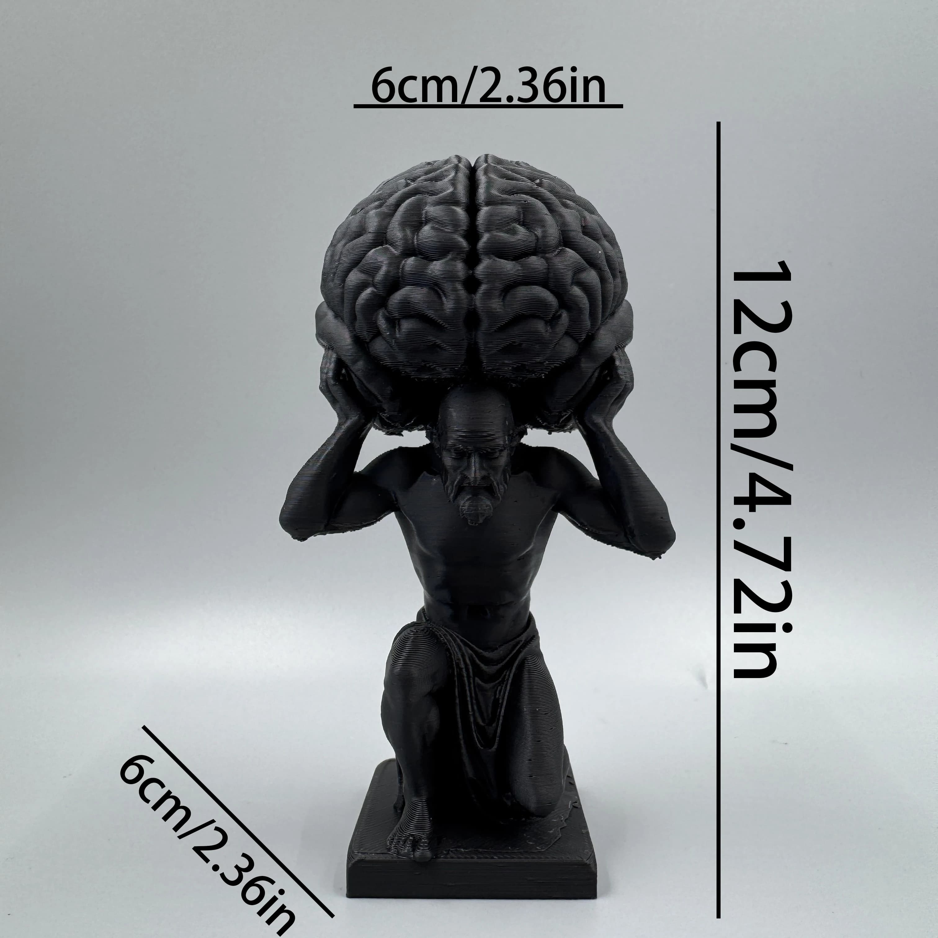 1 figurine d'art de porteur cérébral noire "Mind Over Matter", adaptée à l'décoration d'étude philos