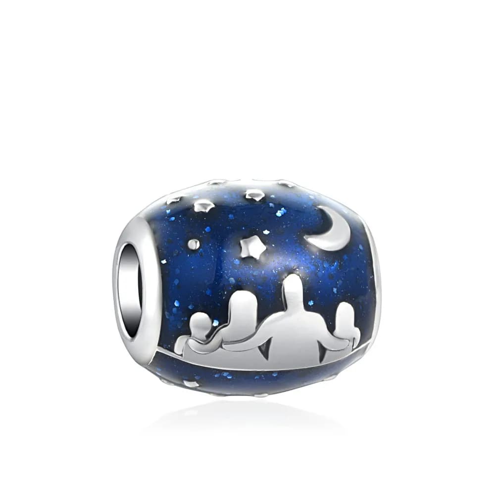 NOUVEAU 2026 Perles Breloques Nuit Étoilée en Argent Sterling 925, Perles Planète Bleue et Lune pour