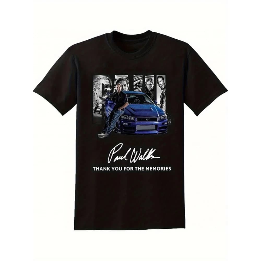 T-shirt rétro en coton pur, hommage à Paul Walker, style streetwear, doux, unisexe, imprimé, cadeau 