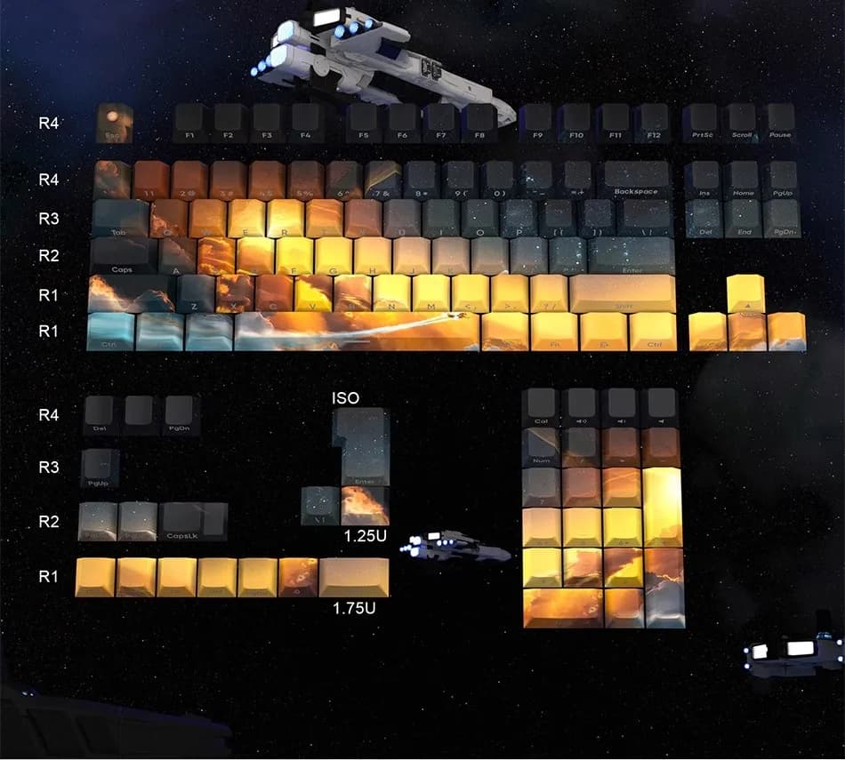 124 touches/ensemble la lumière de l'aube mer profonde ciel étoilé Keycaps PBT colorant Sublimation 