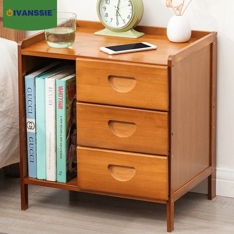 Table de chevet en bambou, armoire de rangement respectueuse de l'environnement, Table de chevet de 