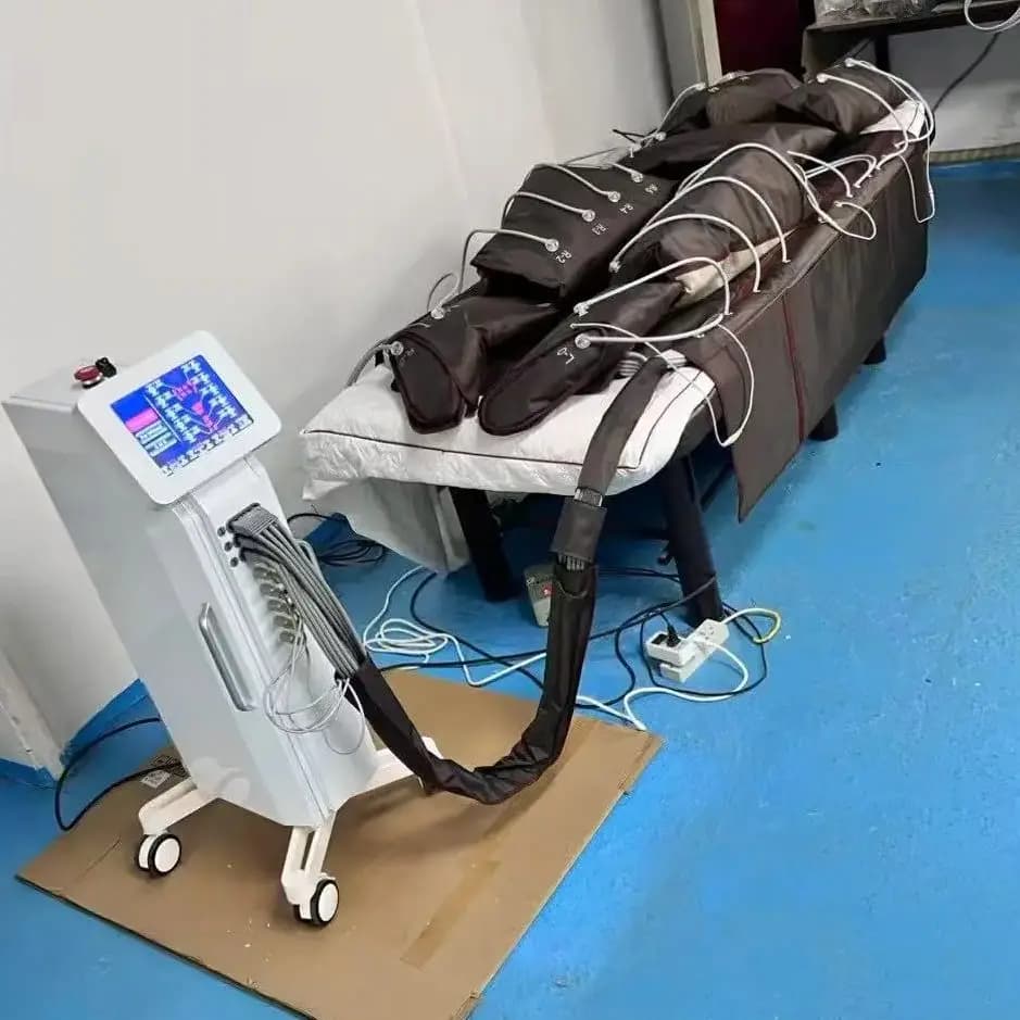 Appareil de pressothérapie 3 en 1 pour drainage lymphatique infrarouge avec EMS, chauffage et couver