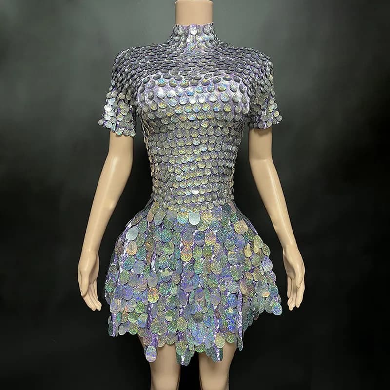 Mini-jupe à paillettes sexy pour femmes, tenue de scène et de danse pour fêtes, anniversaires, bars 