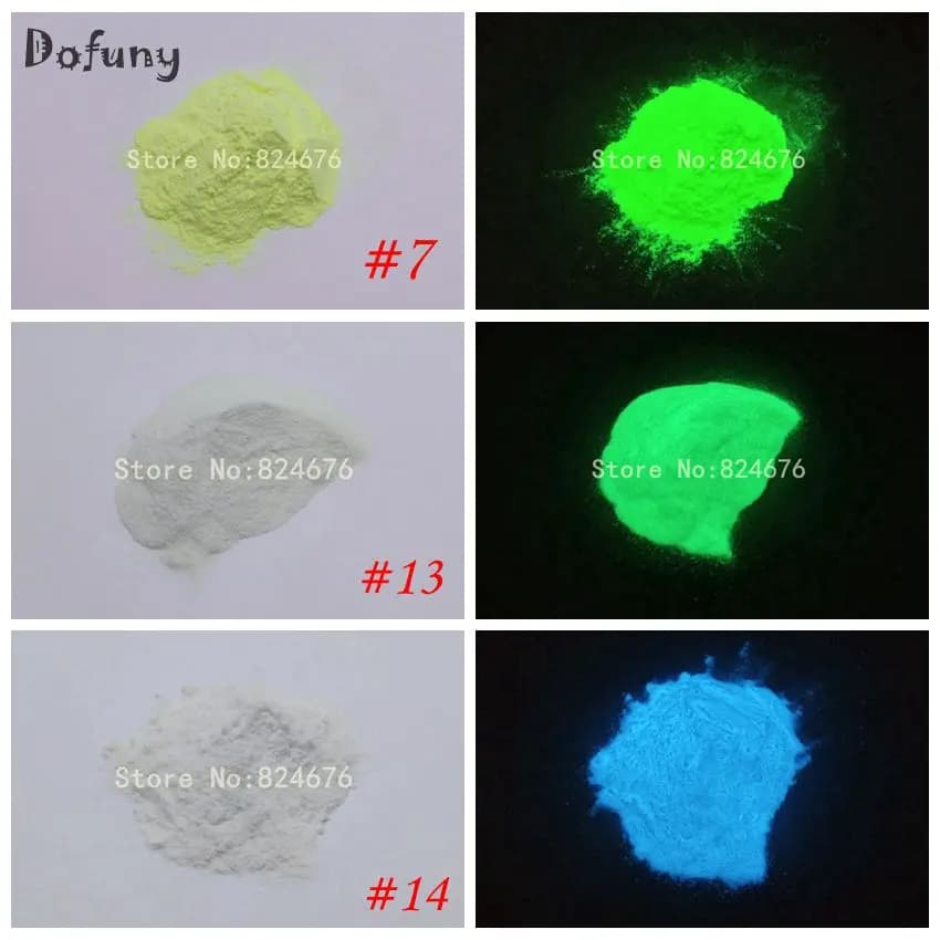 Poudre scintillante pour les ongles, 10 g/sac, vert, bleu clair, noctilucent, phosphorescent