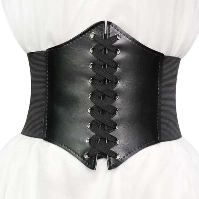 Goth – Corset sous le buste pour femmes, vêtements gothiques, ceintures élastiques, larges, en cuir 