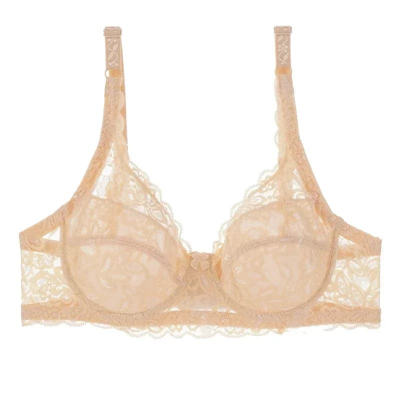 Soutien-gorge en dentelle grande taille pour femme, bralette transparente en maille à couvrance tota