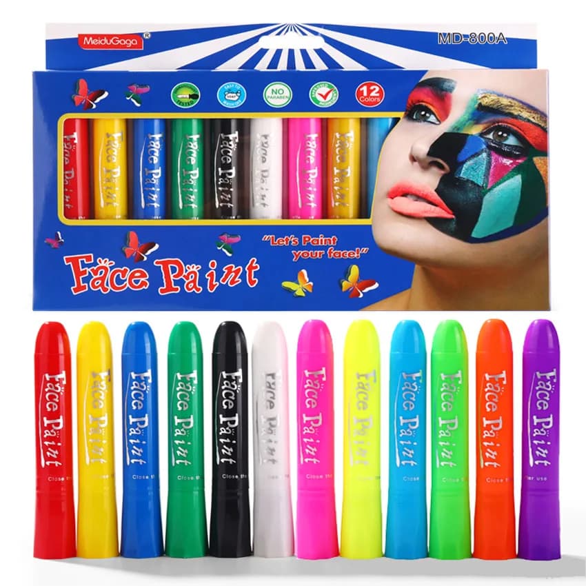Crayon Facial Fluorescent 12 couleurs, peinture corporelle, jeux de sport d'halloween, Festival, maq
