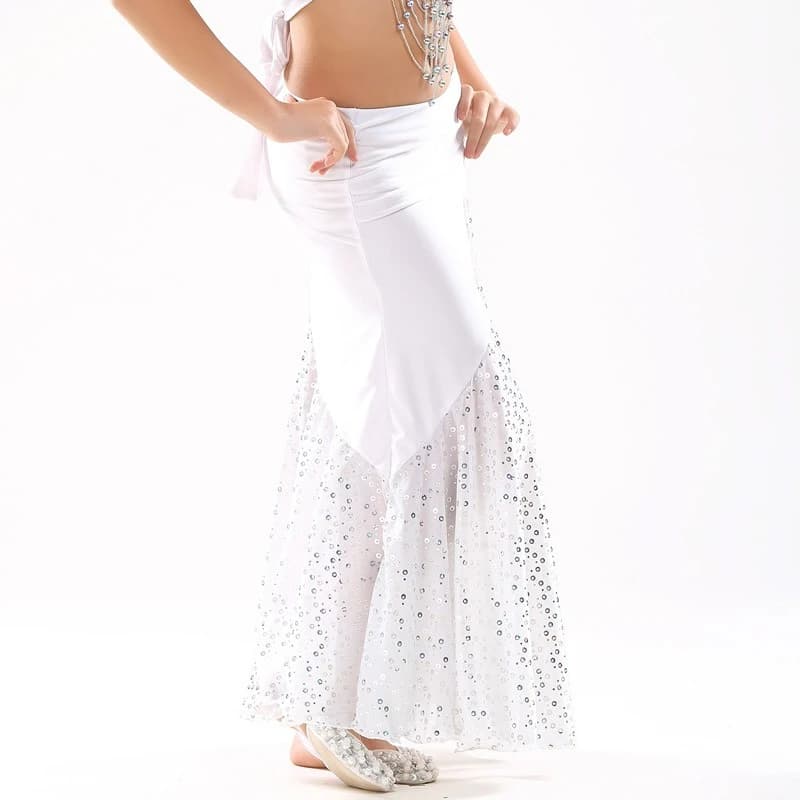Jupe de danse orientale pour femme, jupe de performance de danse du ventre, jupe indienne à sequins 