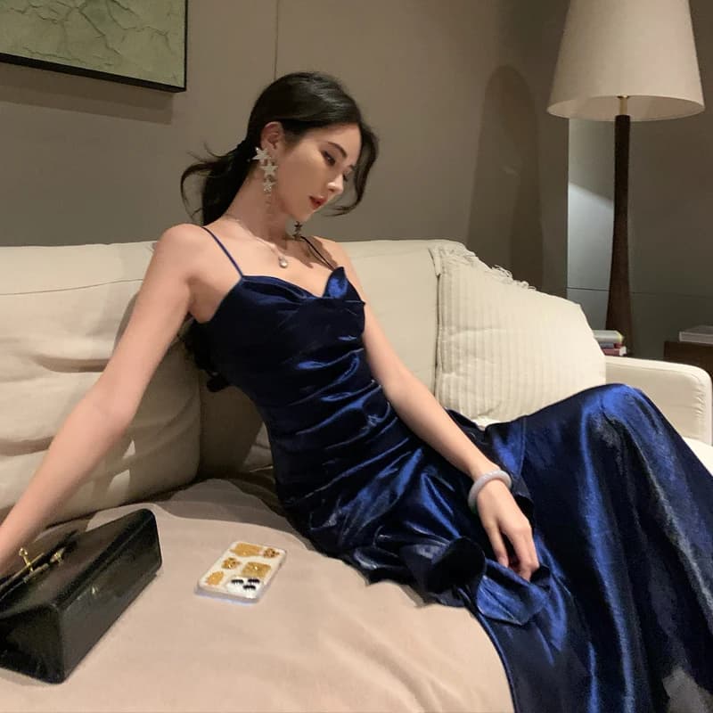 Robe longue de soirée élégante et Sexy pour femmes, tenue de soirée d'anniversaire, sans manches, br