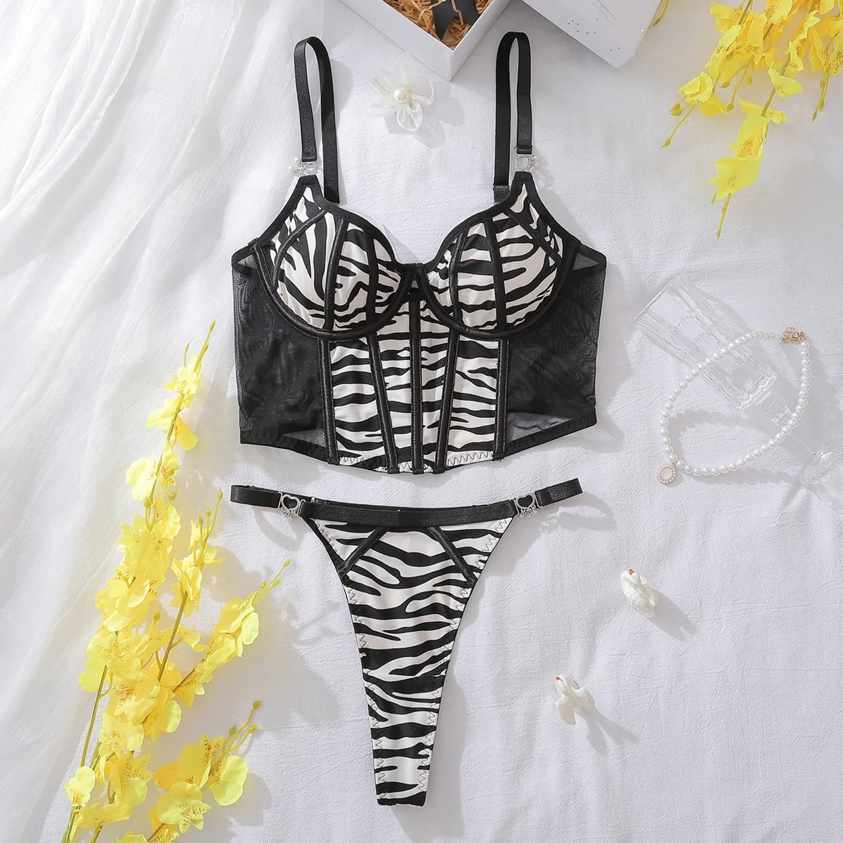 MUZISKAT 2025 Super Sexy zèbre arête de poisson Lingerie Costume érotique exotique épice fille mince
