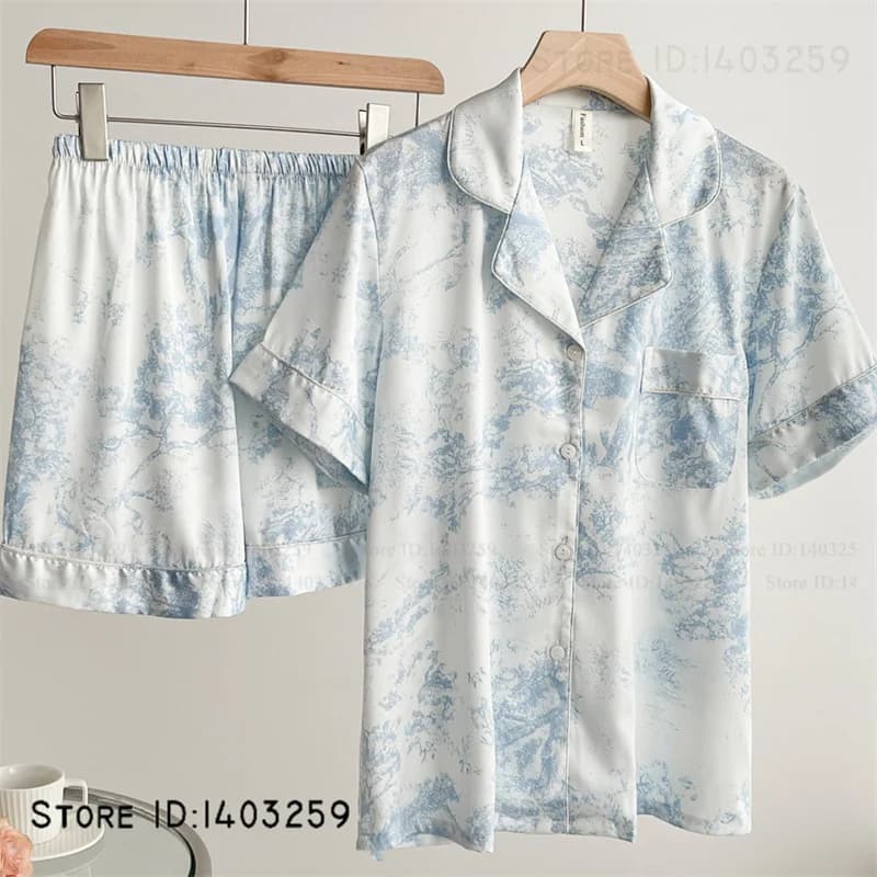 Nouveau femmes Pijamas soyeux Satin 2 pièces Pyjamas ensemble vêtements de nuit printemps automne pa