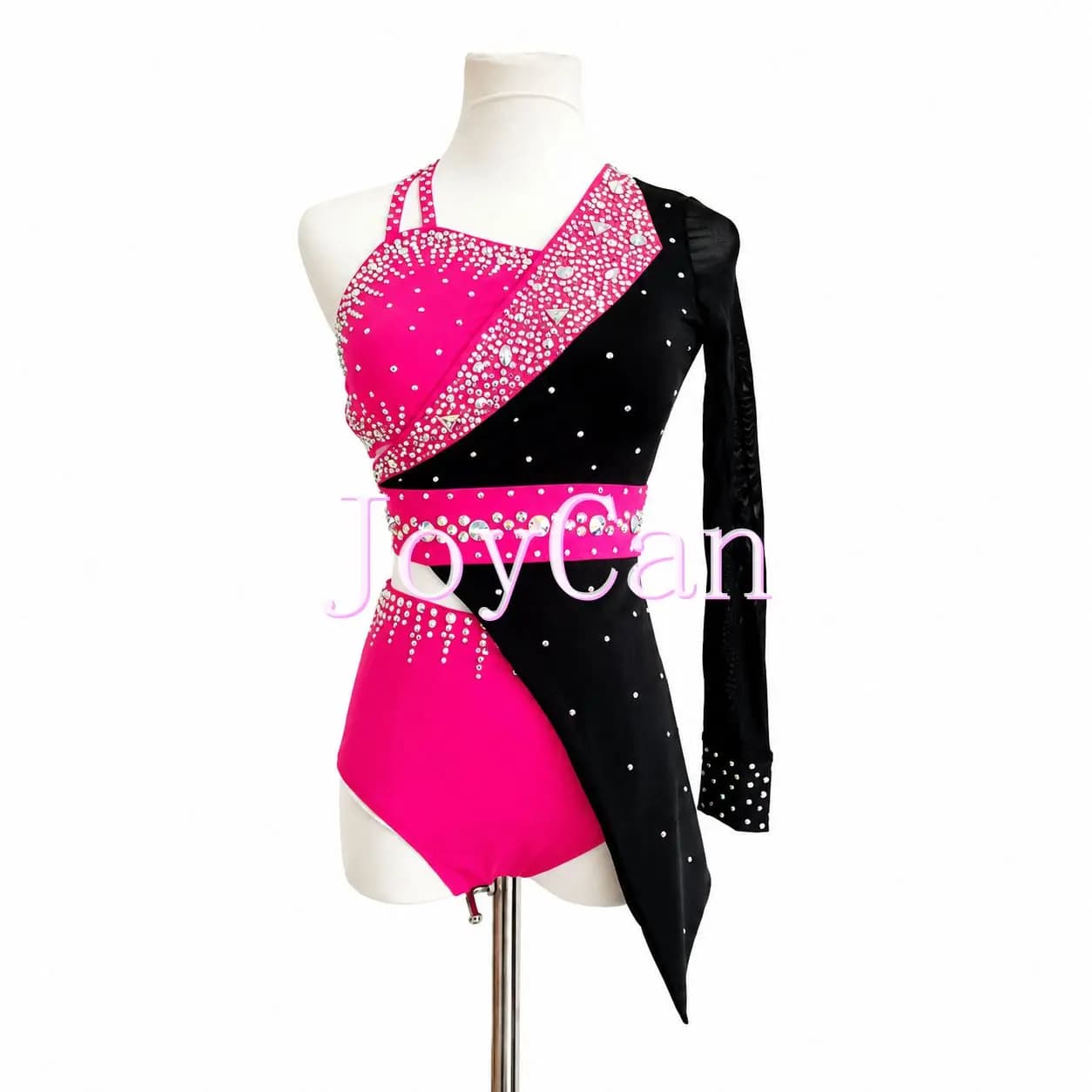 JoyCan – robe de danse lyrique avec diamants, Costume de danse Jazz rose et noir, vêtements sans man