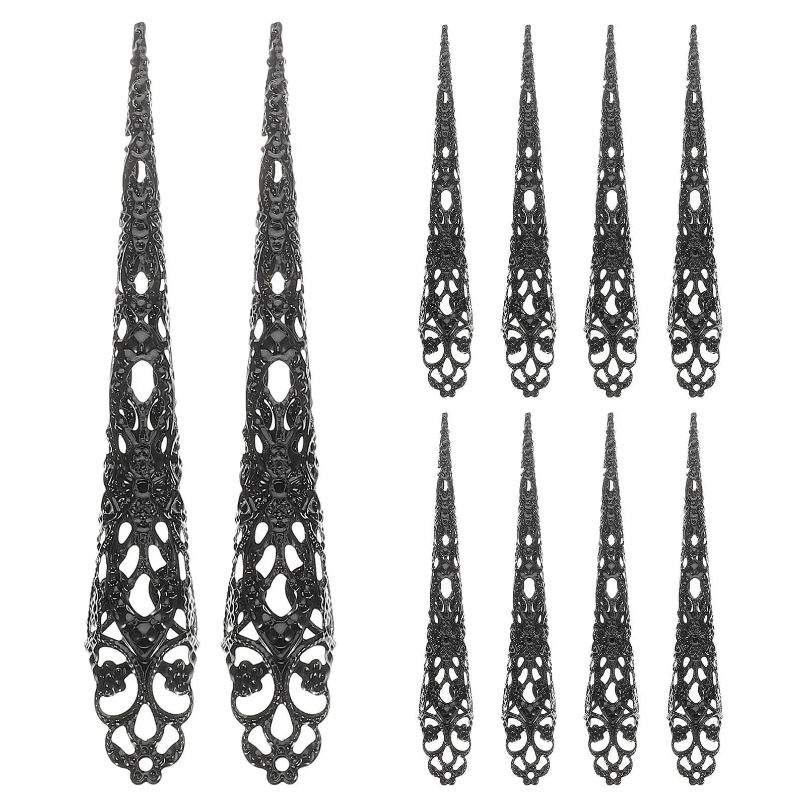 10 pièces longues griffes de pointe d'ongle faux ongles anneau doigt bijoux griffes fête pointes en 