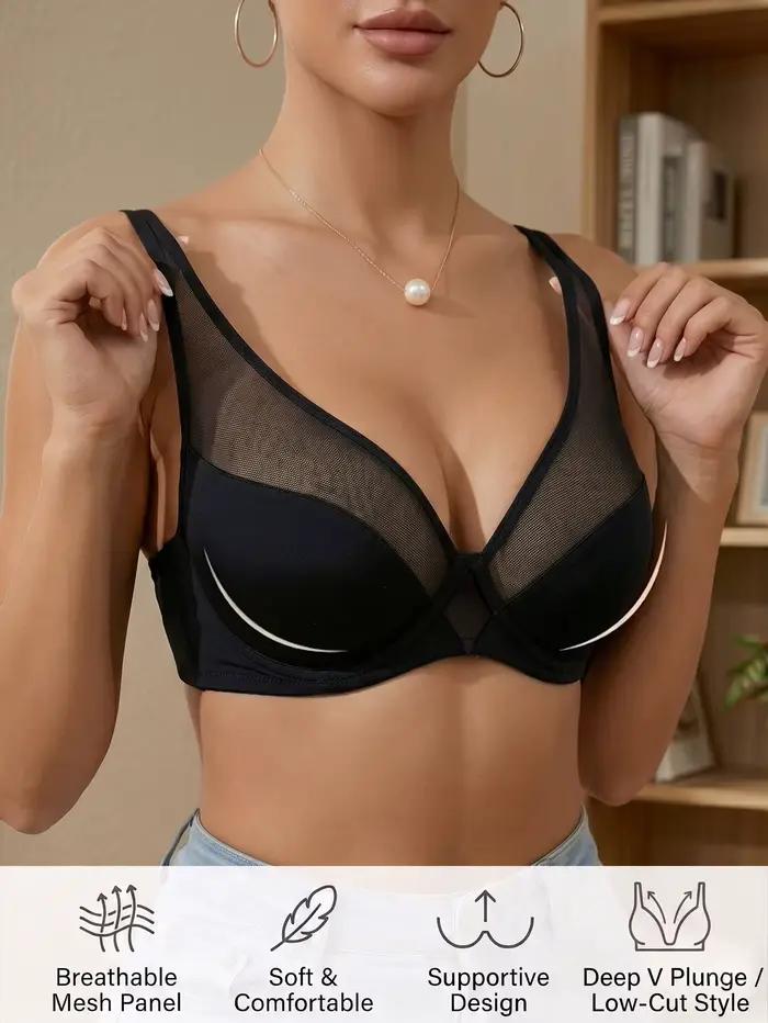Soutien-gorge Quotidien pour Femme Respirant en Maille avec Armatures, Bonnets Fins Non Doublés, Con