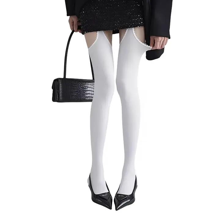 Bas sexy pour femmes avec porte-jarretelles, bas cuissardes, bas au-dessus du genou, collants brilla