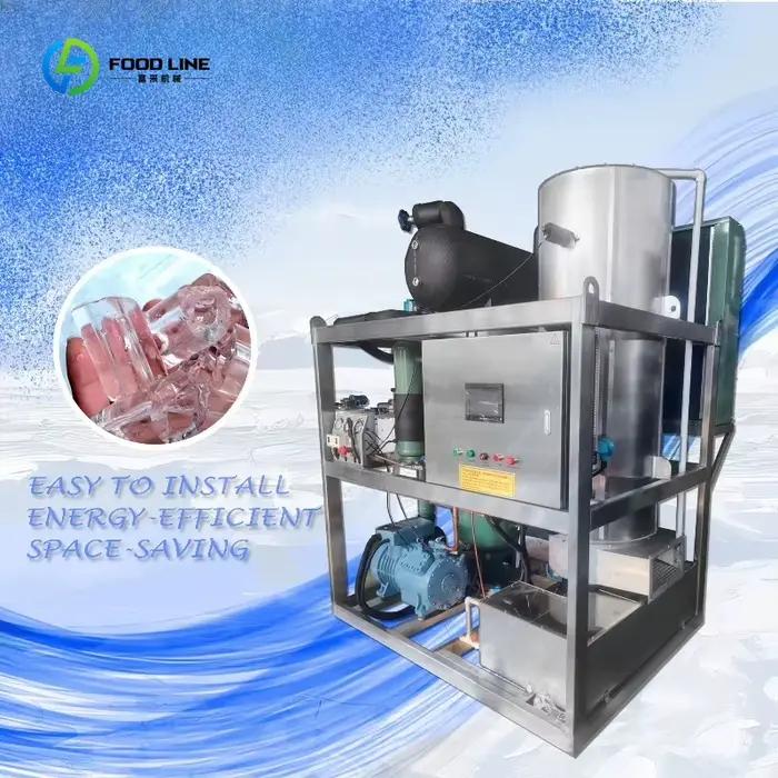 Machine à glace en tubes 1T par jour, machine à glace industrielle, faible consommation d'énergie, c