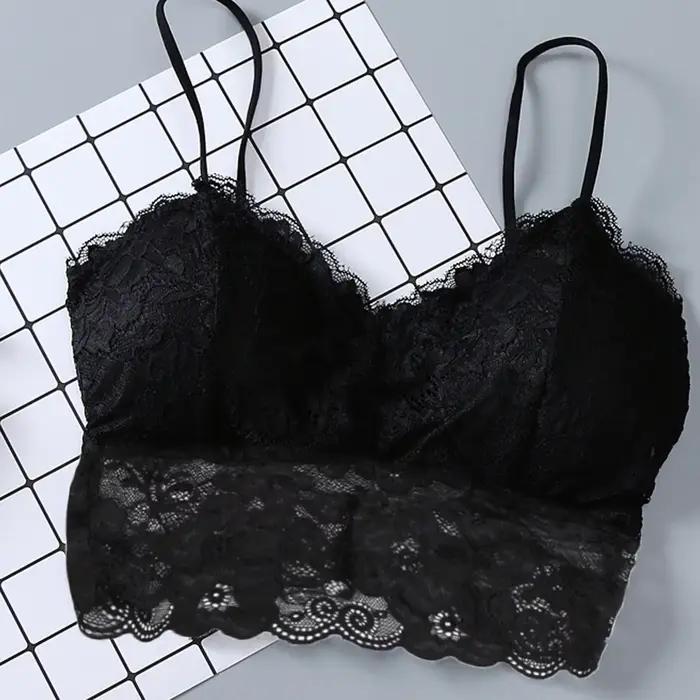 Été femmes dentelle haut sexy soleil hauts sans manche rembourré Bralette soutien-gorge Bustier ferm