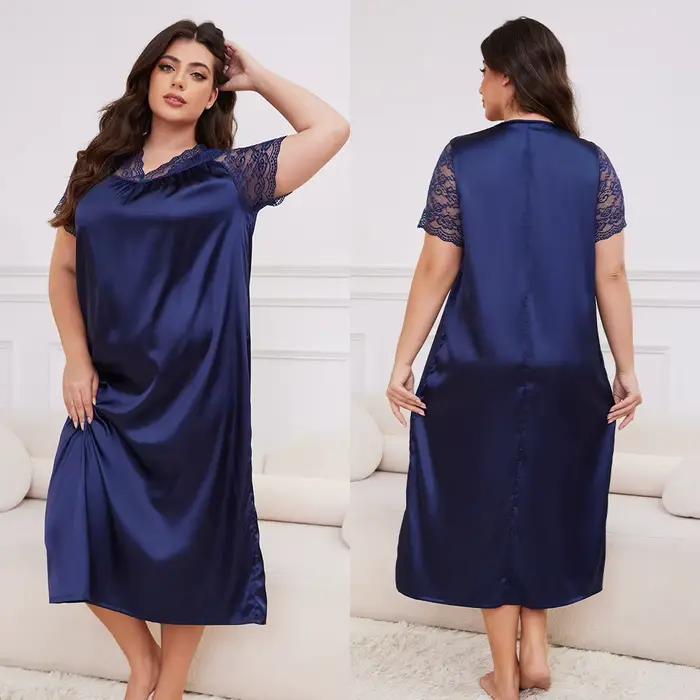 Grande taille 3XL 4XL 5XL chemise de nuit longue printemps été nouvelle femme vêtements de nuit vête