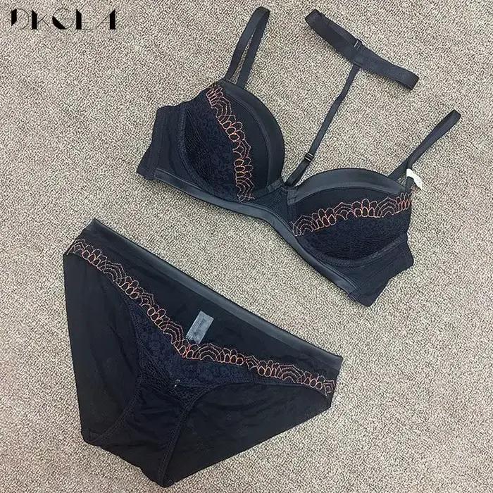 Brand New Halter Bra Set Sexy Brassiere Women Underwear Cotton Thick Embroidery Lace Lingerie Set Pu