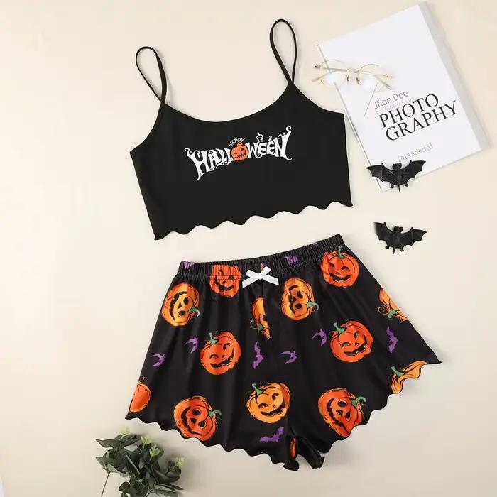 Vêtements de nuit sexy femmes pyjamas d'Halloween pour les femmes pour l'été à manches courtes pyjam