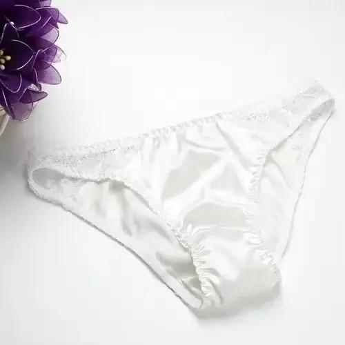 100% soie de mûrier sexy sous-vêtements en dentelle de soie respirant taille basse confortable slip