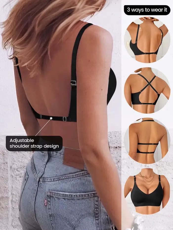 Soutien-gorge invisible pour femme, soutien-gorge plongeant en U profond, haut sans dos pour robes,