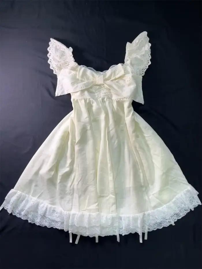 Robes d'été françaises tendance, coupe ajustée, avec nœud et dentelle, épaules dénudées, pour femme,