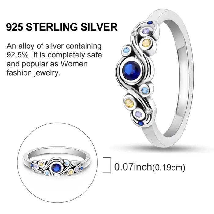 Bague originale en argent Sterling 925 Van Gogh, nuit étoilée, bijoux pour femmes et filles, cadeaux