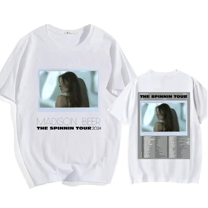 T-shirt manches courtes femme/homme, en coton, avec impression graphique double face, Madison Beer T