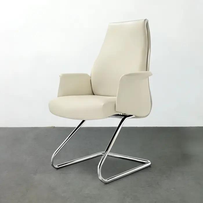 Chaise de bureau ergonomique blanche avec roulettes et support lombaire, pour adultes, usage commerc