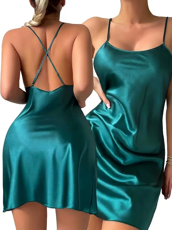 Robe de nuit à col rond pour femme, respirante et confortable, style licou, tenue d'intérieur sexy,