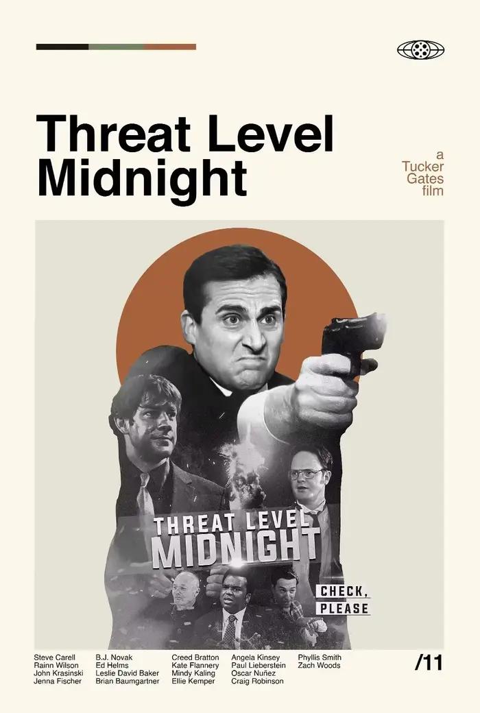 Affiche de film de minuit de niveau de menace, peinture sur toile du bureau Michael Scott, image cla