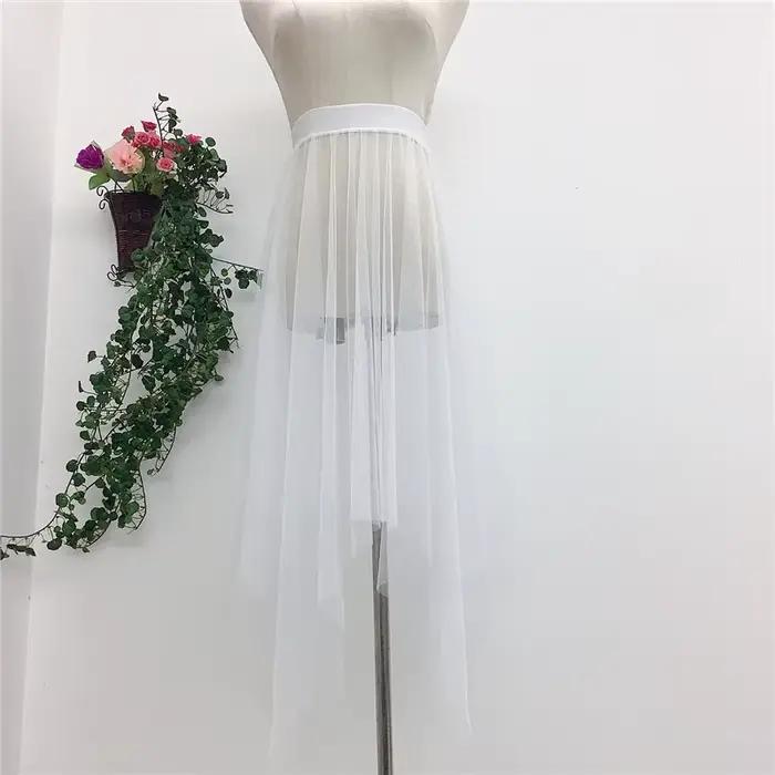Jupe plissée en maille transparente pour femmes, Tutu en Tulle, taille haute, longue jupe noire irré