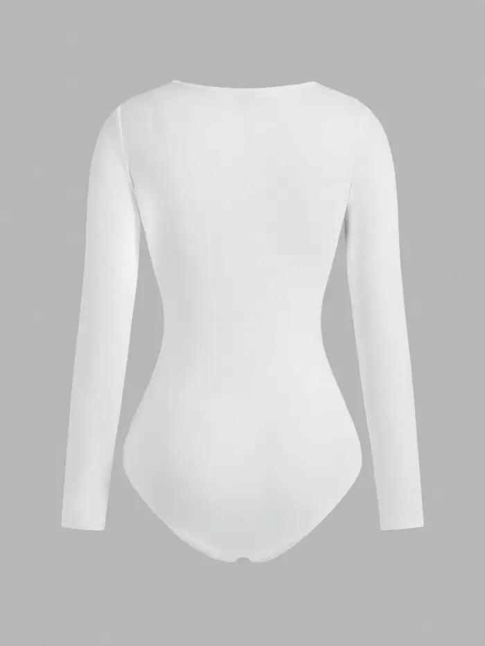 Body une pièce à manches longues pour femme, 3 pièces, col carré, entrejambe ouvert, Streetwear, vêt