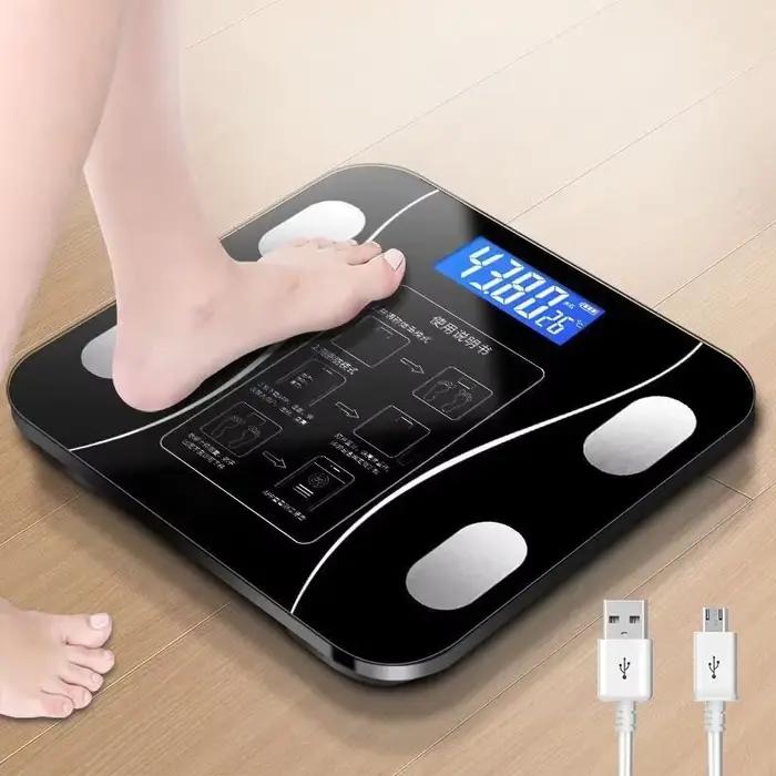 Balance connectée intelligente rechargeable 26x26cm avec écran LCD et application pour la mesure de