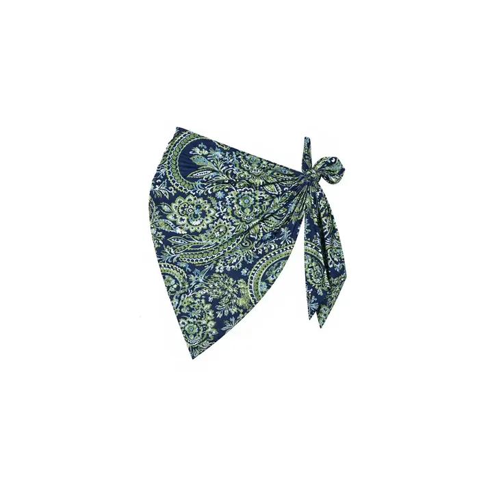 Ensemble bikini rose sexy à motif cachemire 2026 – Haut dos nu perlé avec pendentif métallique, idéa