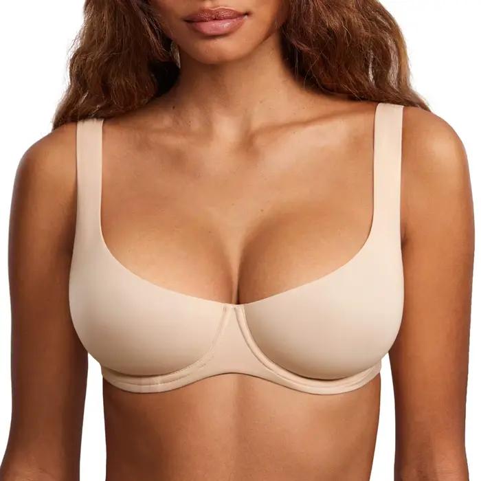 Soutien-gorge balconnet sans couture et sans doublure pour femme, avec armatures, maintien sportif f