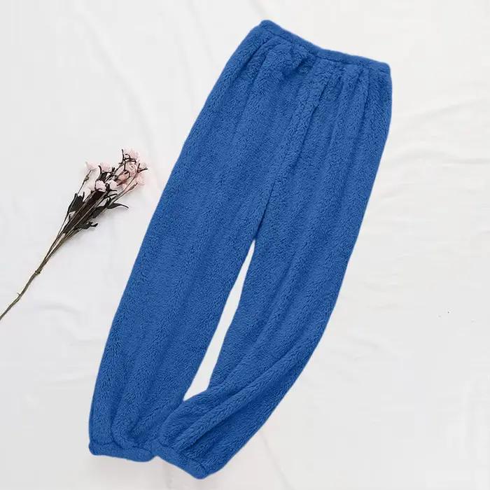 Femmes velours pyjama pantalon taille élastique maison décontracté chaud laine pantalon cachemire pa