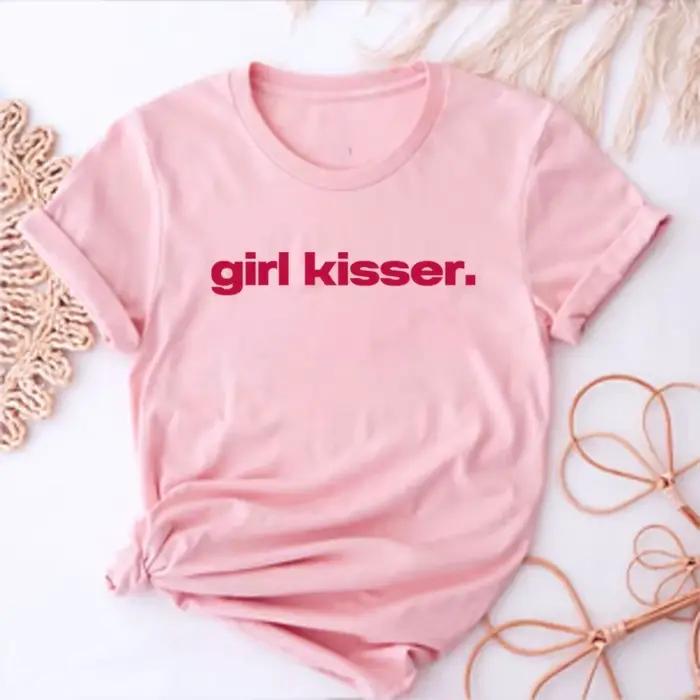 T-shirt drôle pour femme, motif « Lesbian Girl Kisser Pride LGBTQ WLW Pansexual Bisexual », style Y2