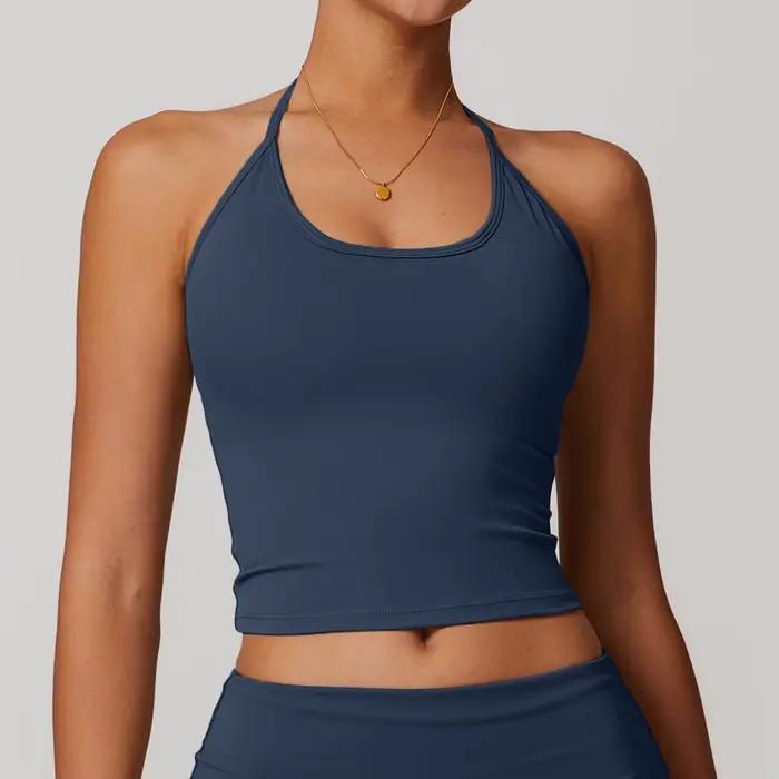 Soutien-gorge de sport à col suspendu pour femmes, soutien-gorge Push Up rembourré, pour course à pi