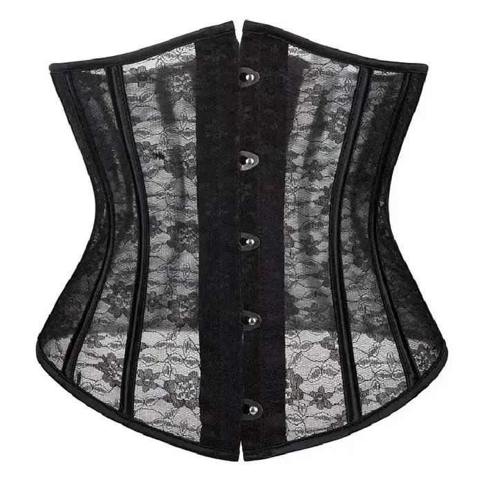 Corset sous le buste en maille transparente pour femme, lingerie gothique, haut sexy, serre-taille v
