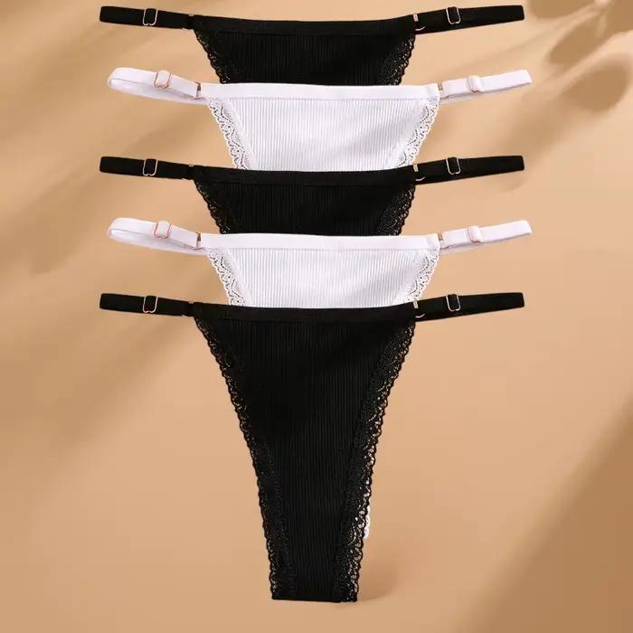 5 pièces/ensemble culottes en coton Sexy string sous-vêtements pour femmes t-back Lingerie Femme cal