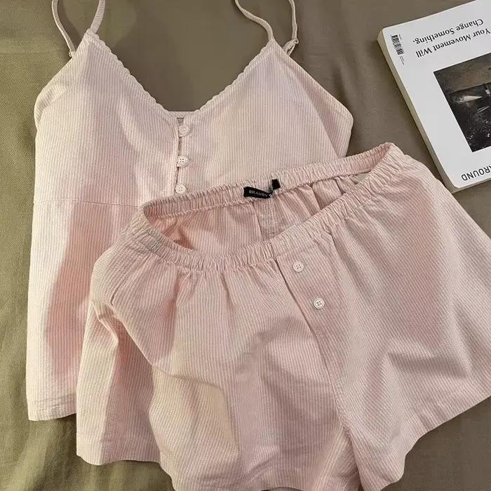 2025 nouveaux vêtements de nuit en coton femmes été à manches courtes Shorts mignon femmes maison vê