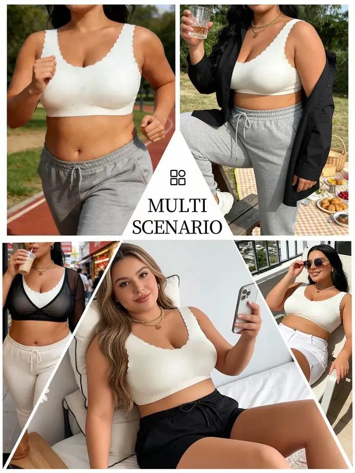 Soutien-gorge sans fil grande taille pour femmes, hauts de sport sans couture, soutien-gorge push-up sexy, doux, confortable, respirant, sans armatures, grande taille