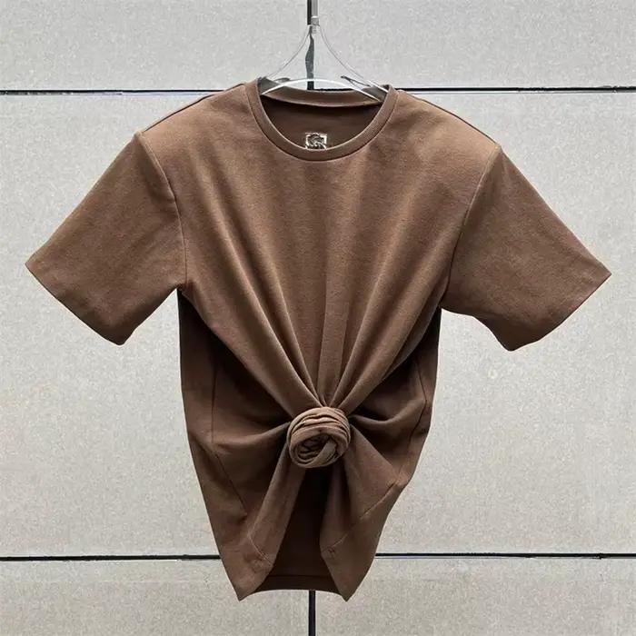 T-shirt femme nouveau élastique tricoté mince corset