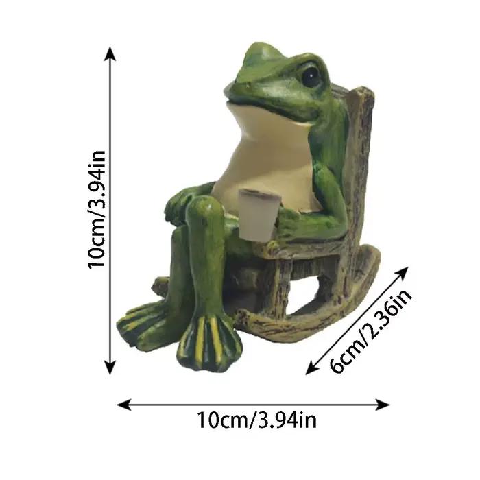 Lampe de nuit solaire étanche en forme de grenouille, style rustique créatif, chaise à bascule grenouille, figurine lumineuse, ornement mignon de dessin animé