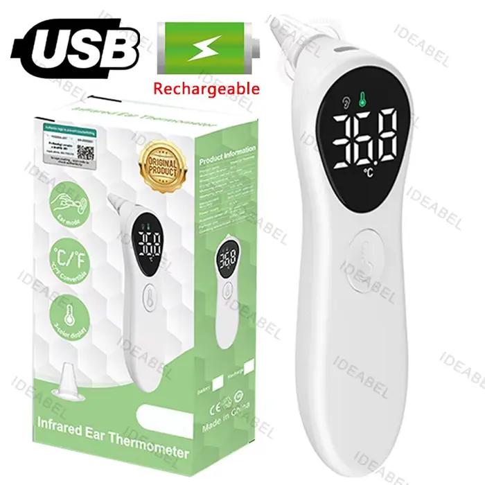 Thermomètre auriculaire médical rechargeable ℃ / ℉ Thermomètre corporel Laser numérique sans contact pour bébé et adulte, LCD, température de la fièvre