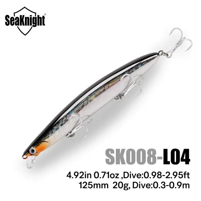 Appâts de pêche SeaKnight Brand 08 Minnow, super longue portée, profondeur de coulée 0,3-0,9 m, 20 g, 3 hameçons, leurres de pêche durs, emballage en boîte PVA